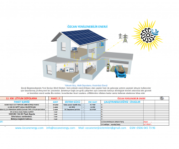 11 KW LİTYUM DEPOLAMALI GÜNEŞ ENERJİ TESİSİ PAKET 7