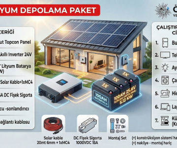 3KW LİTYUM DEPOLAMALI GÜNEŞ ENERJİ TESİSİ PAKET 4