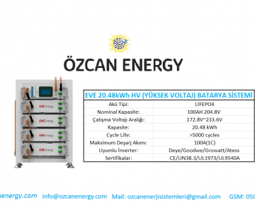 EVE 20.48kWh HV (YÜKSEK VOLTAJ) BATARYA SİSTEMİ